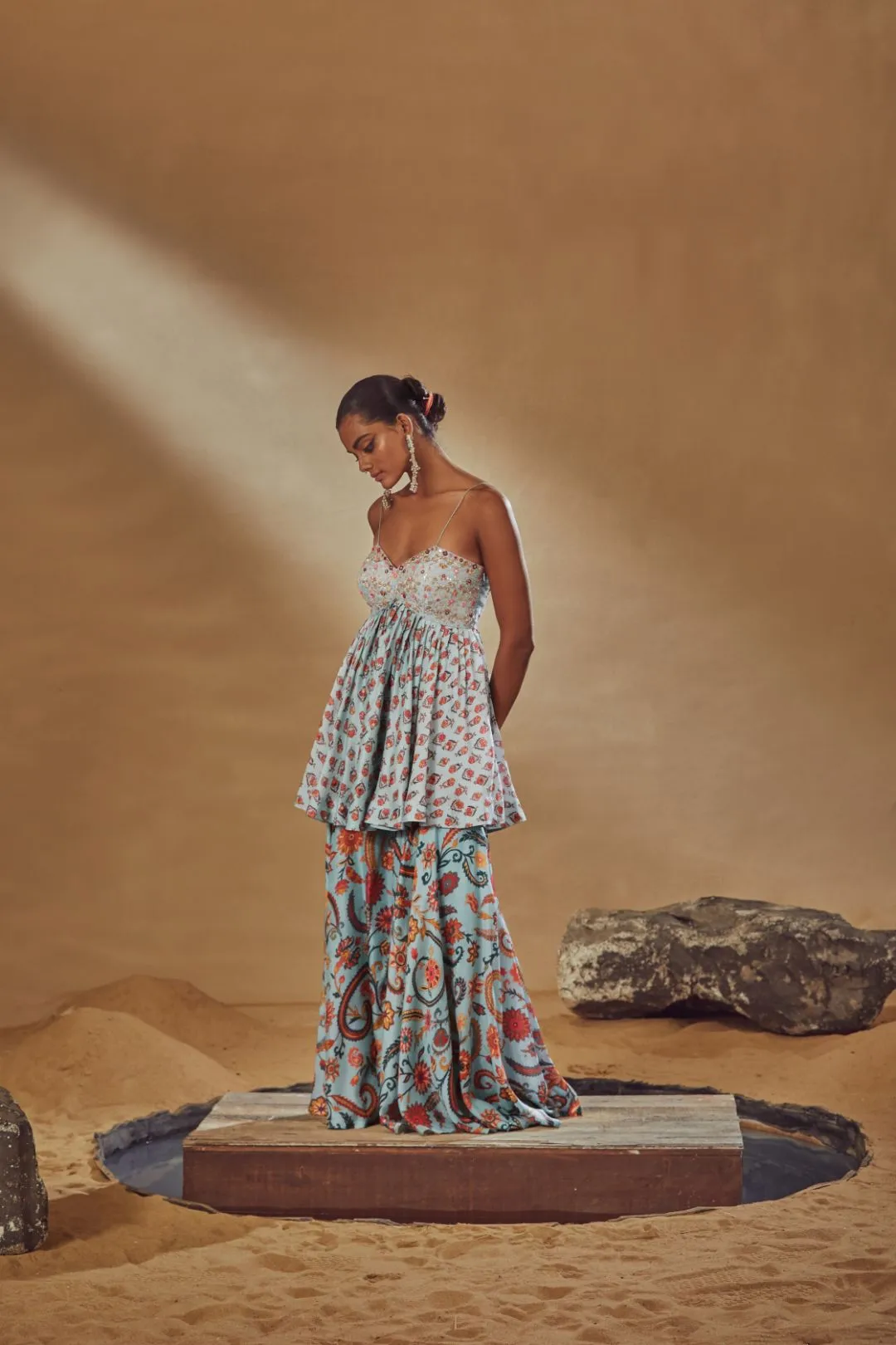 Light Blue Sharara Set