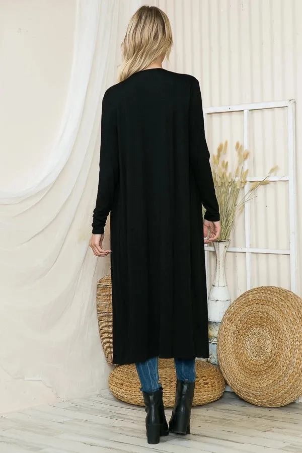LIGHTWEIGHT SOLID MAXI CARDIGAN
