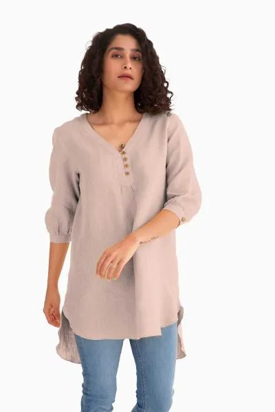 Linen Primrose Top-Oatmeal