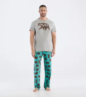 Little Blue House Brown Bears Man Pants