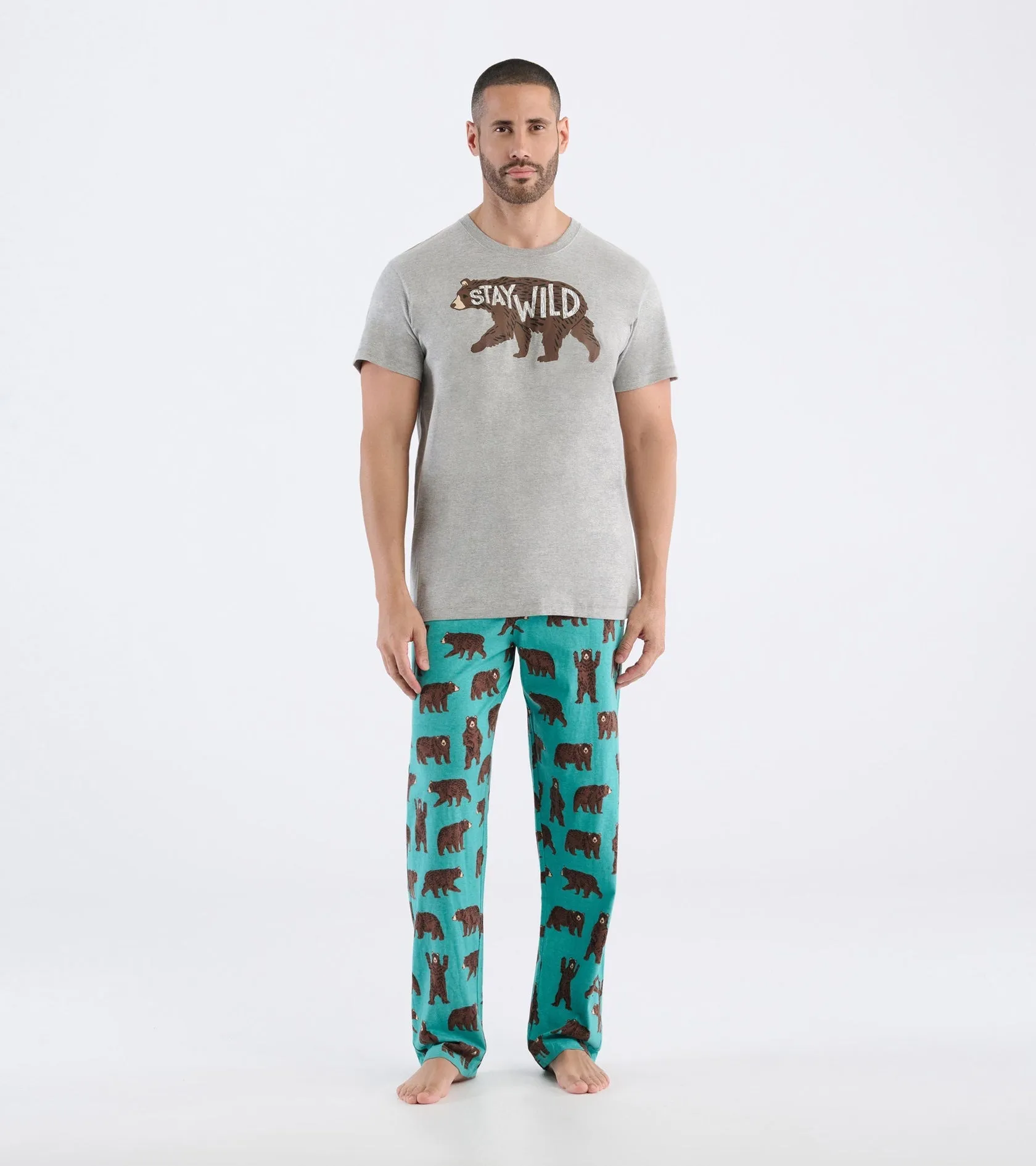 Little Blue House Brown Bears Man Pants