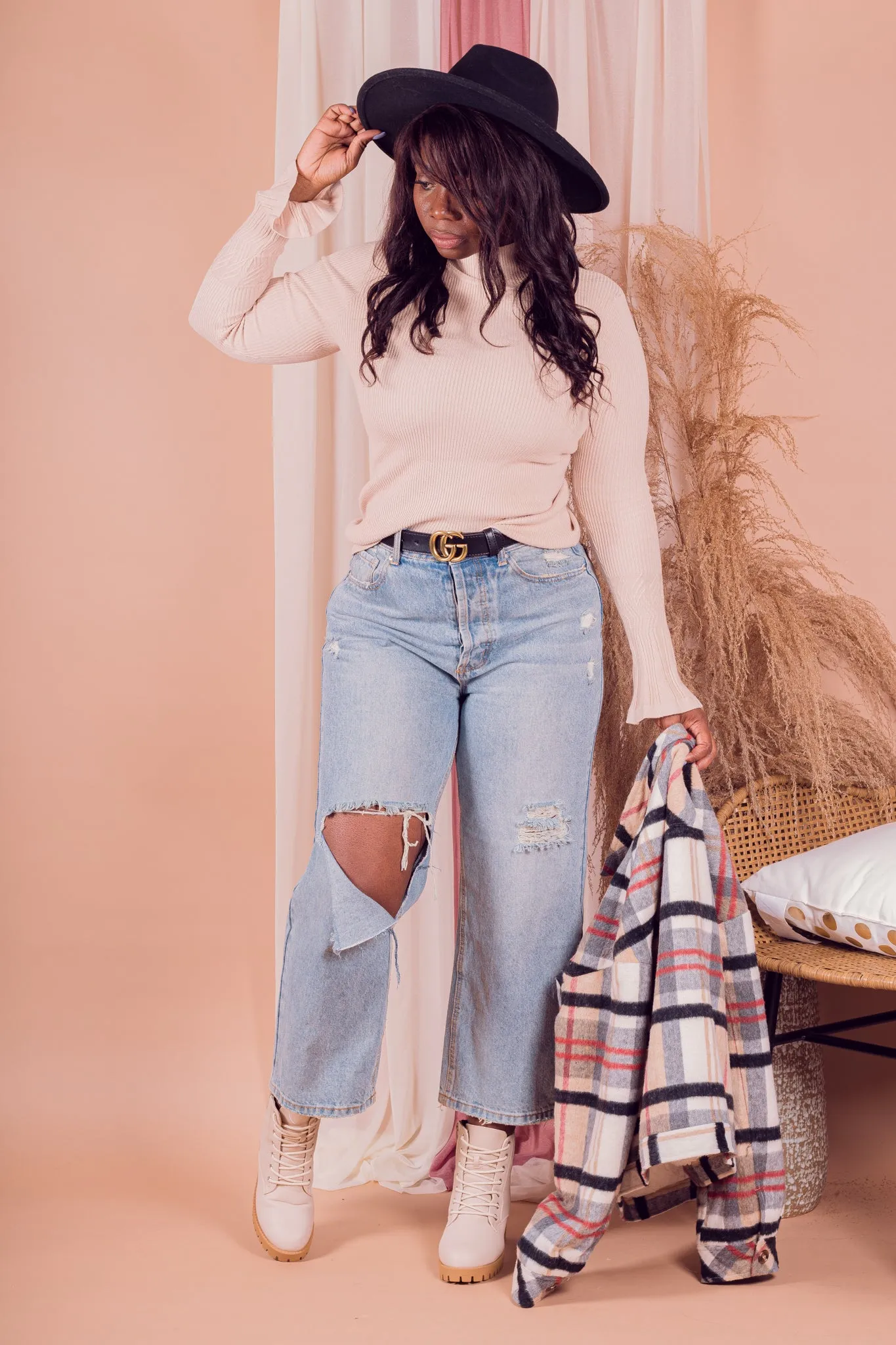 Looking Out Mock Neck Sweater Top