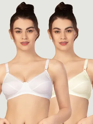 Lovable Cream and White Non Padded Wirefree Bra Pack of 2 - COMFYST-Cream/White