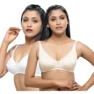 Lovable Cream and White Non Padded Wirefree Bra Pack of 2 - ENCIRCLE Elite-Cream/White