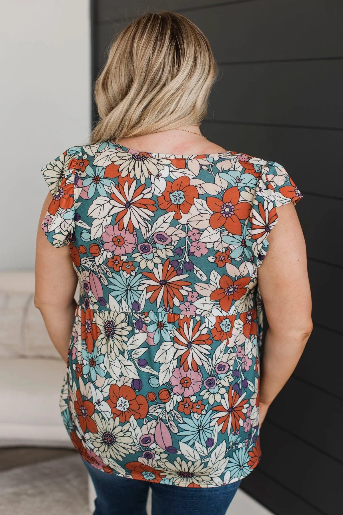 Love Again Floral Babydoll Top- Olive & Rust
