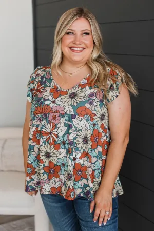Love Again Floral Babydoll Top- Olive & Rust