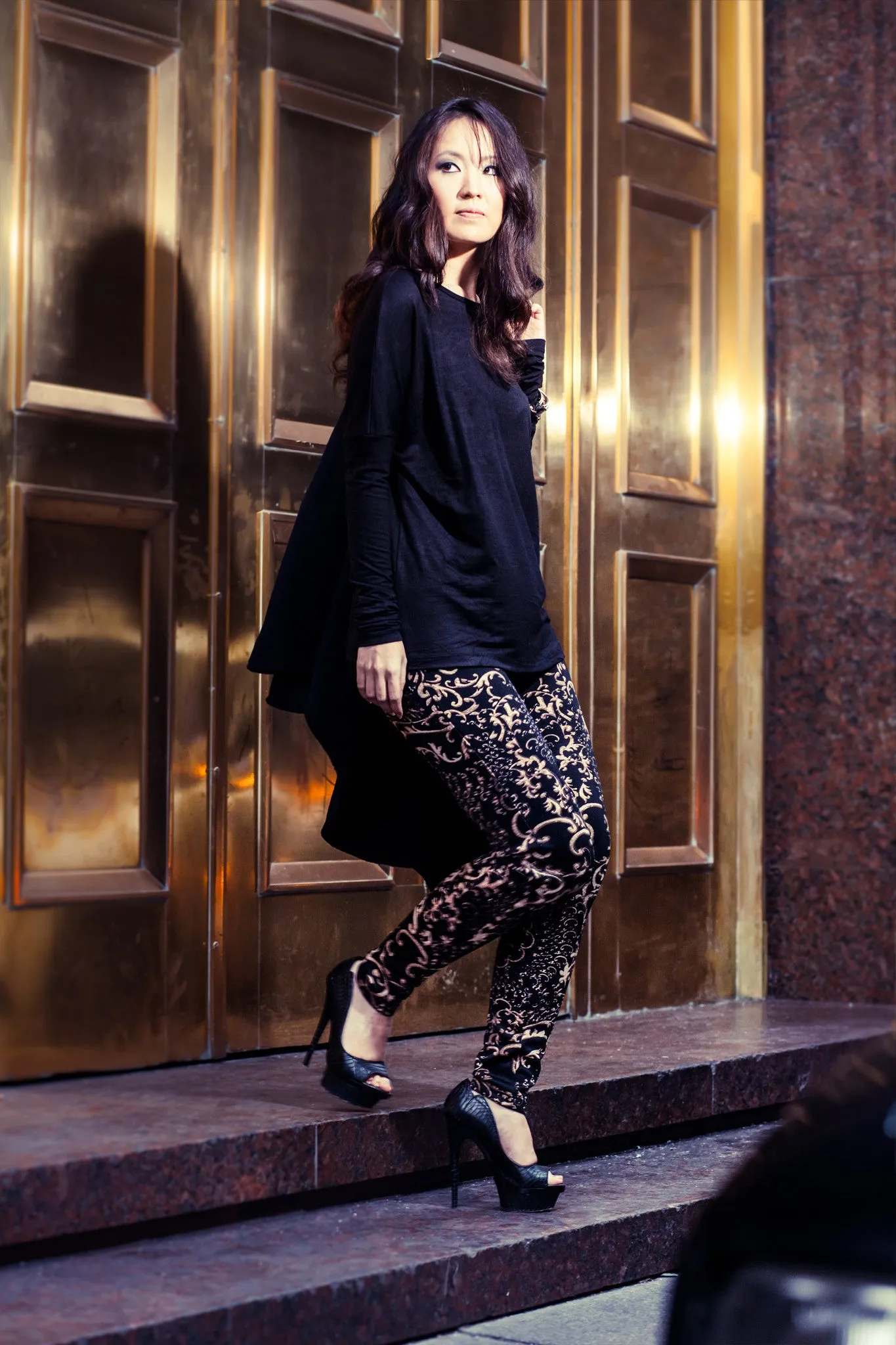 Mackenzie Golden Arabesque Fitted Scuba Pants
