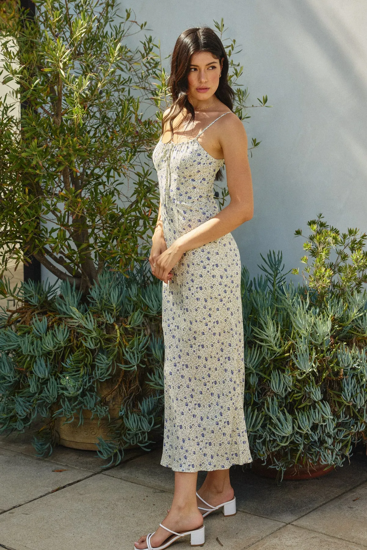 Mari Drawstring Neck Maxi Dress