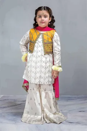 Maria. B Kids Kurta Gharara with Short Embroidered Jacket - k808