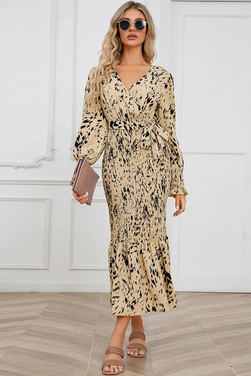 Marie Printed V-Neck Smocked Midi Dress