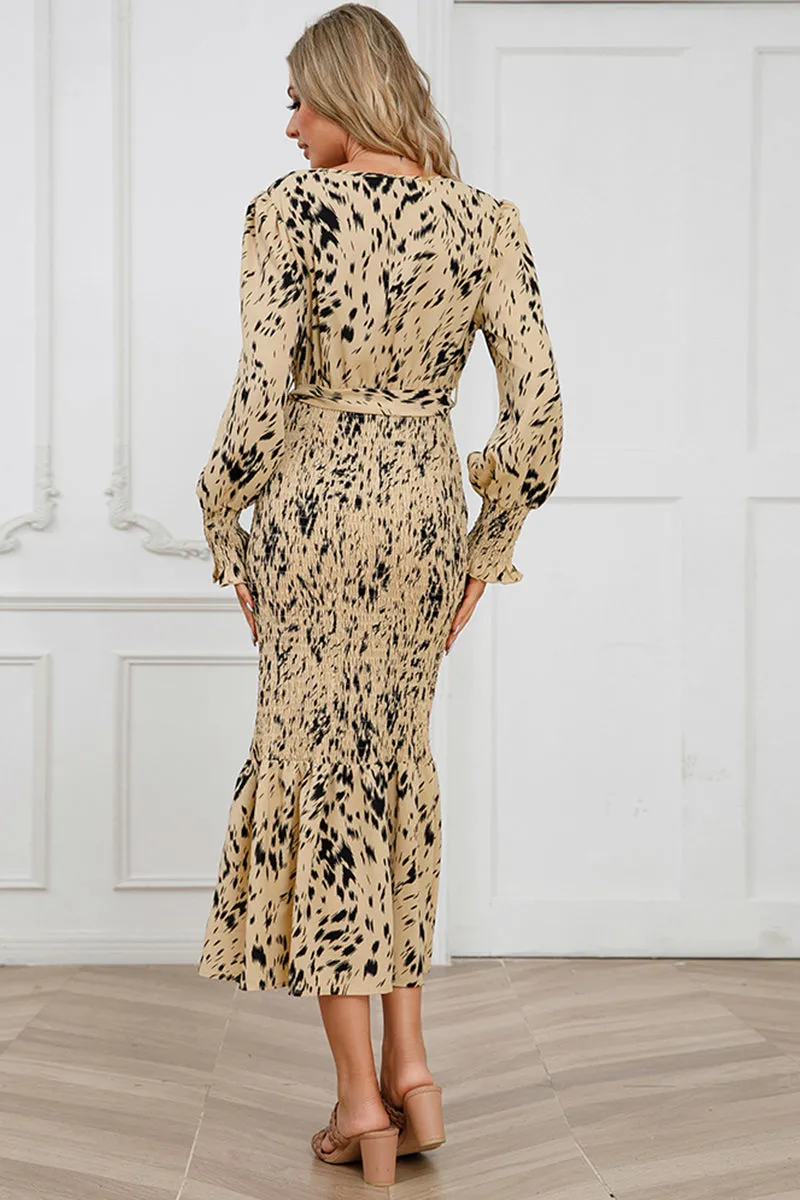 Marie Printed V-Neck Smocked Midi Dress