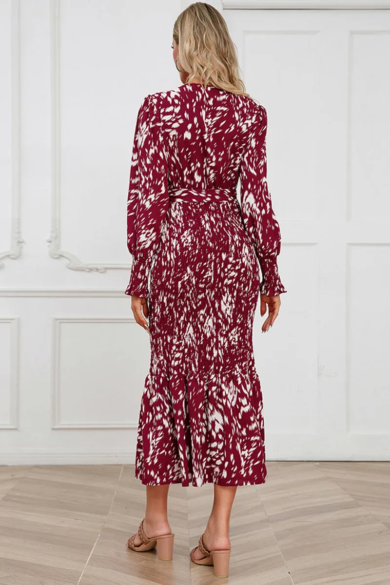 Marie Printed V-Neck Smocked Midi Dress