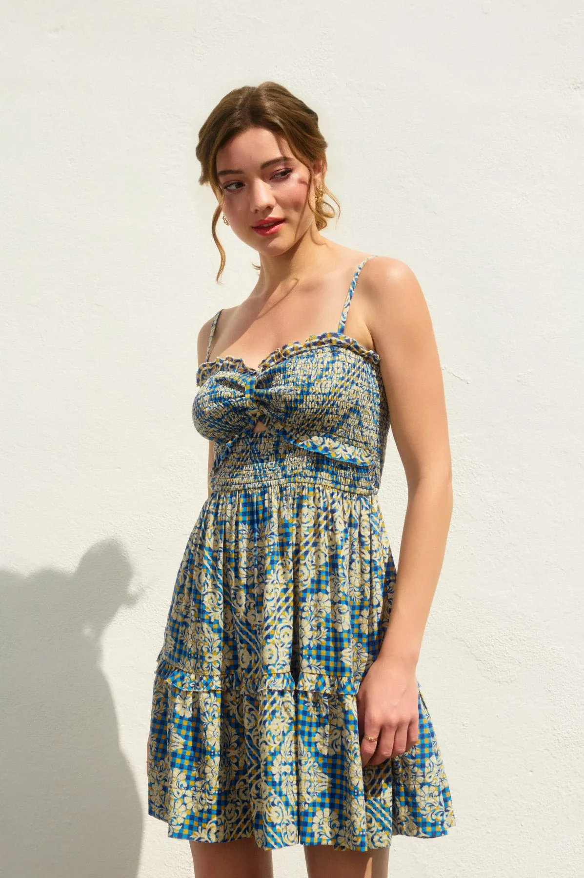 Marie Smocked Sweetheart Mini Dress