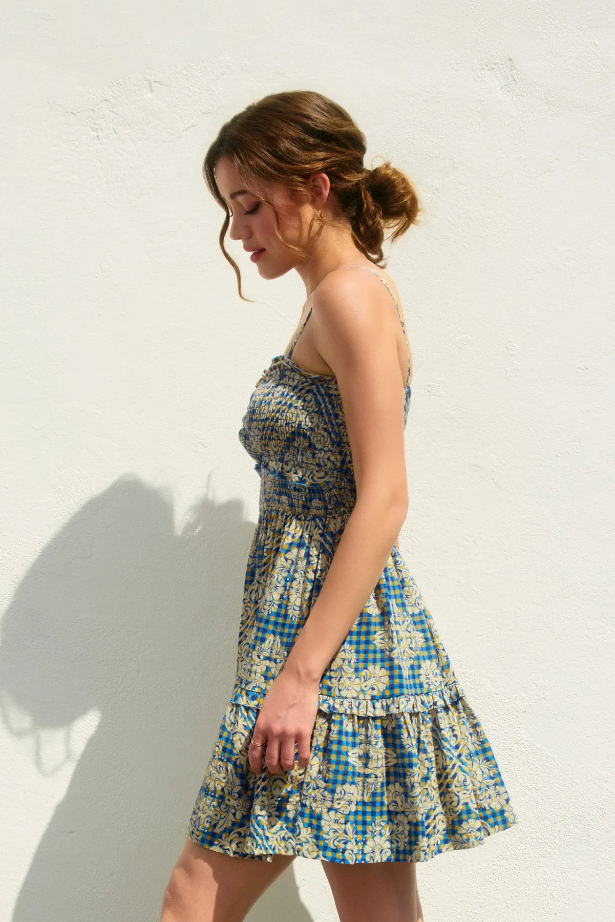 Marie Smocked Sweetheart Mini Dress