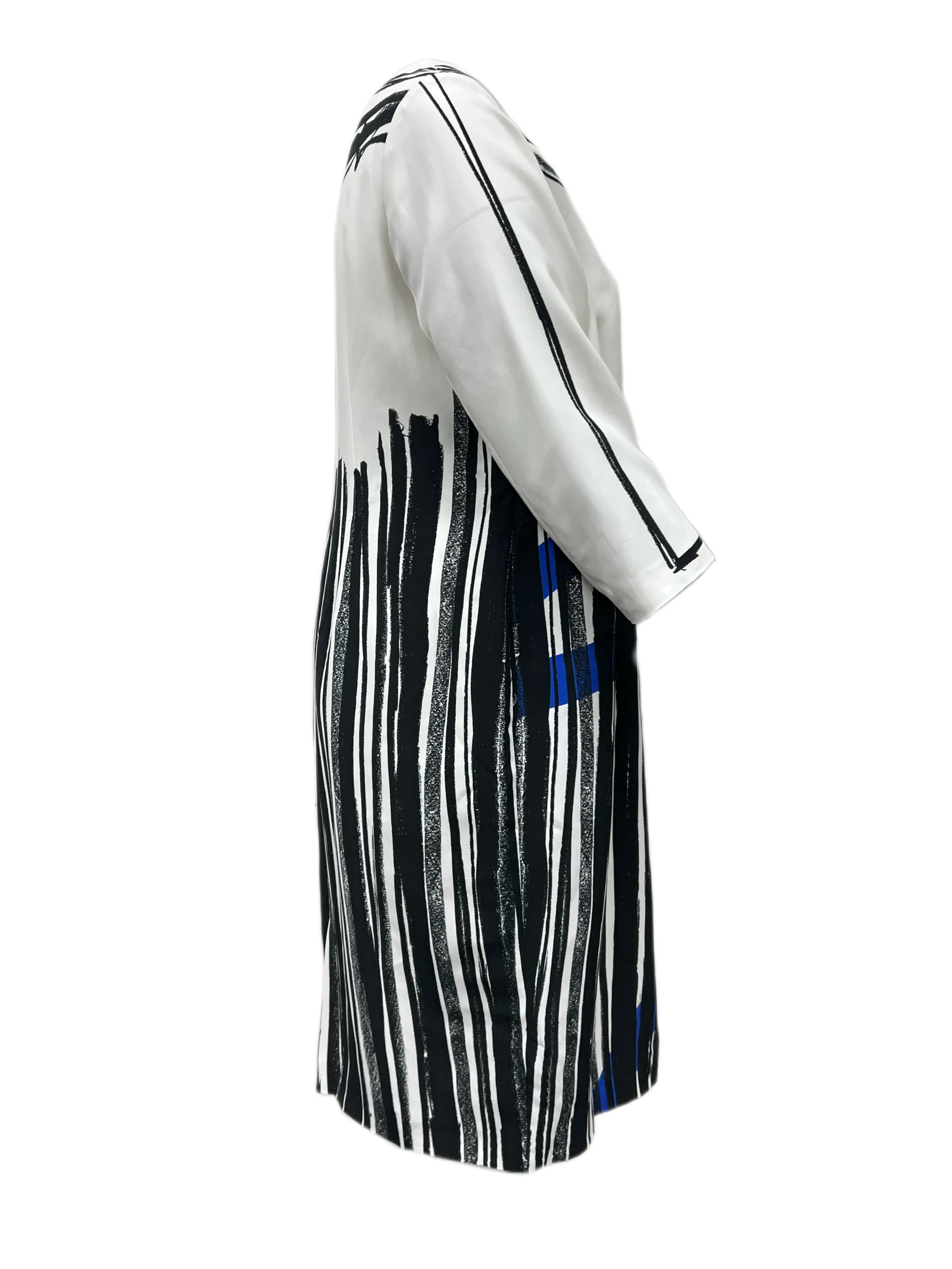 Marina Rinaldi Women's Bianco Digitale 3/44 Sleeve Printed Dress NWT