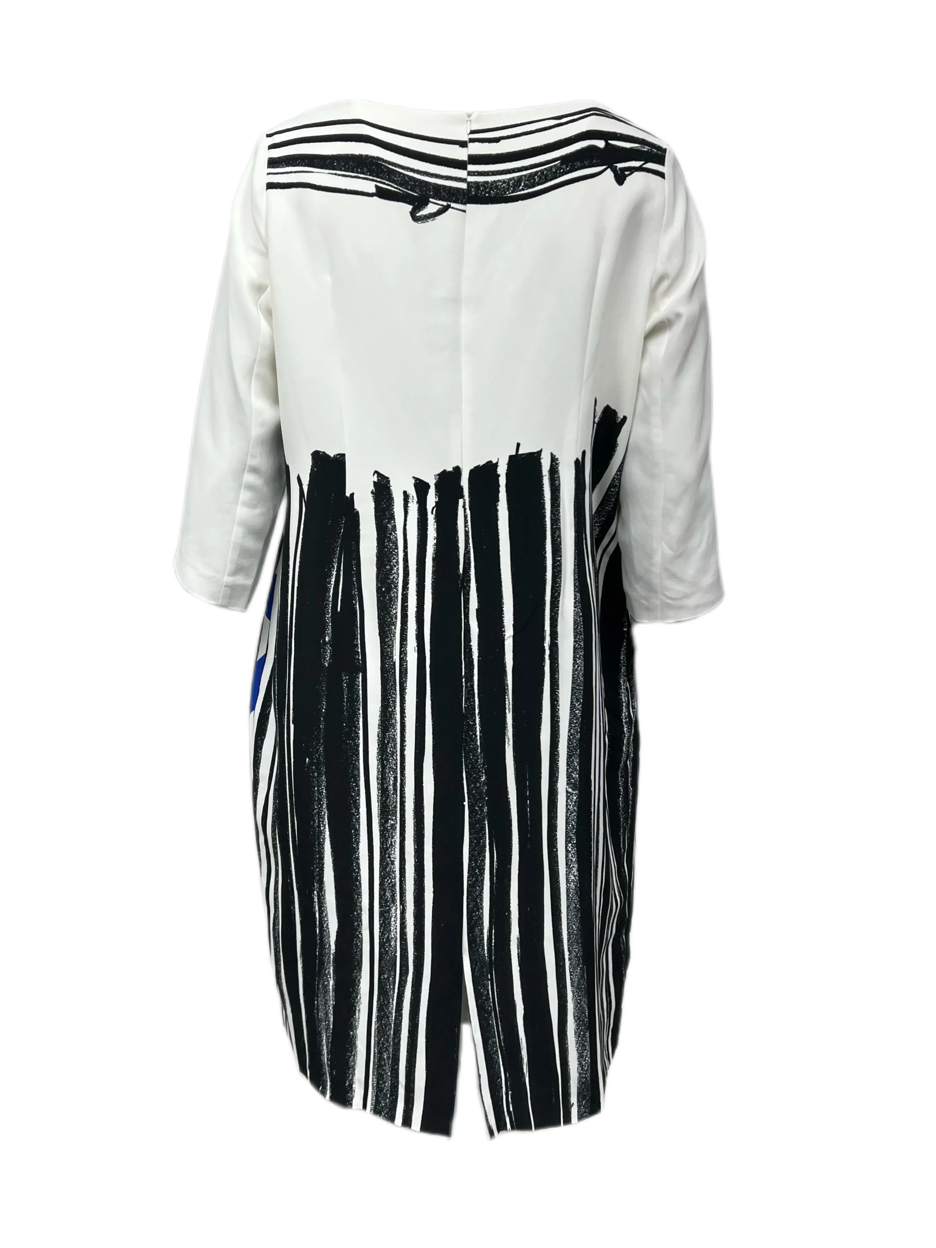 Marina Rinaldi Women's Bianco Digitale 3/44 Sleeve Printed Dress NWT
