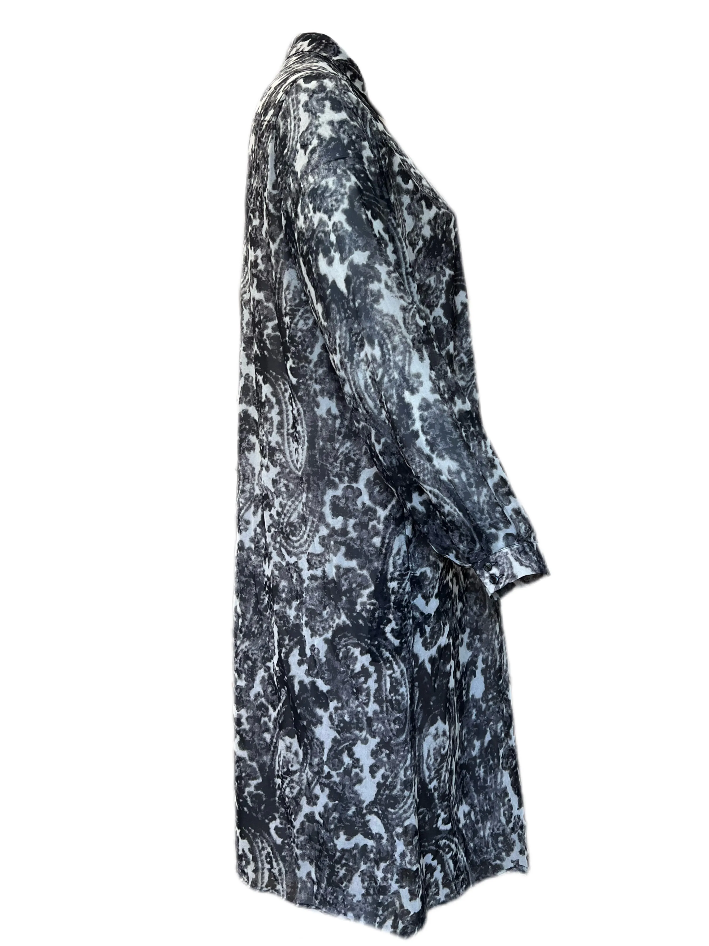 Marina Rinaldi Women's Grey Damiere Button Down Printed Dress NWT