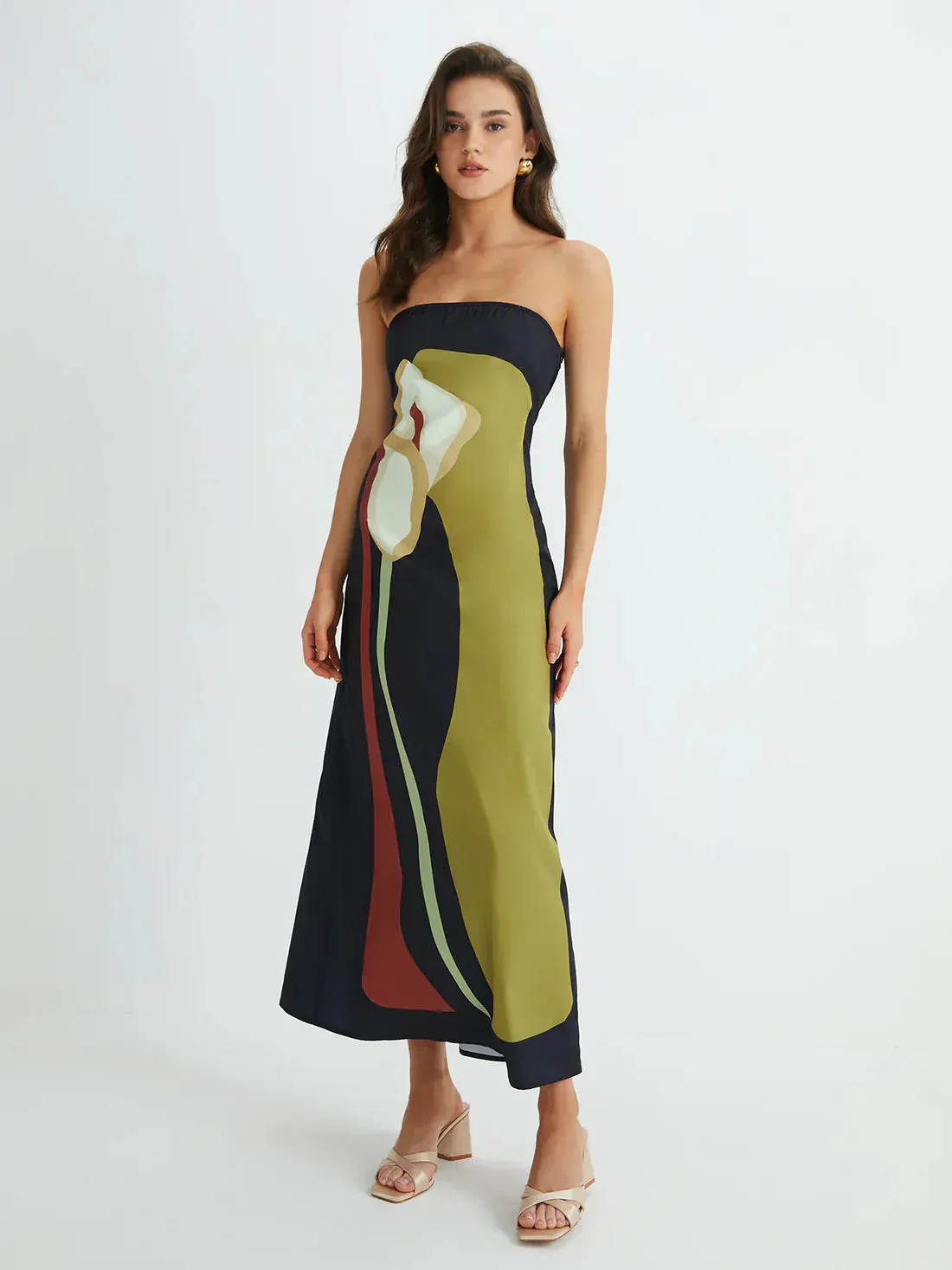 Maxi Belle™ | Abstract Strapless Maxi Dress | Lightweight Fabric, Flowy Design & Comfortable Fit
