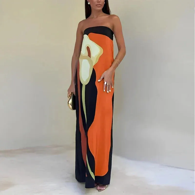 Maxi Belle™ | Abstract Strapless Maxi Dress | Lightweight Fabric, Flowy Design & Comfortable Fit