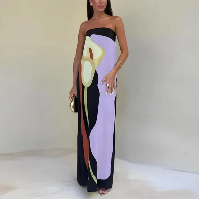 Maxi Belle™ | Abstract Strapless Maxi Dress | Lightweight Fabric, Flowy Design & Comfortable Fit
