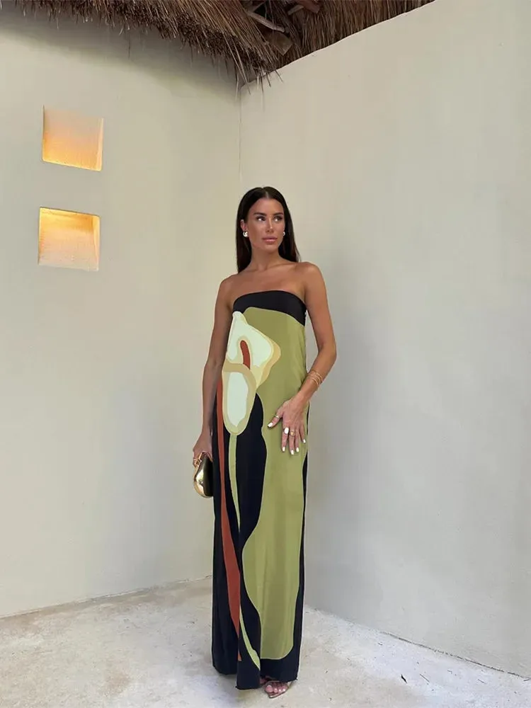 Maxi Belle™ | Abstract Strapless Maxi Dress | Lightweight Fabric, Flowy Design & Comfortable Fit