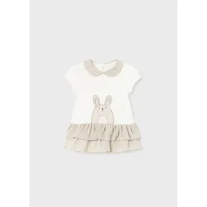 Mayoral Beige Printed Motif Dress
