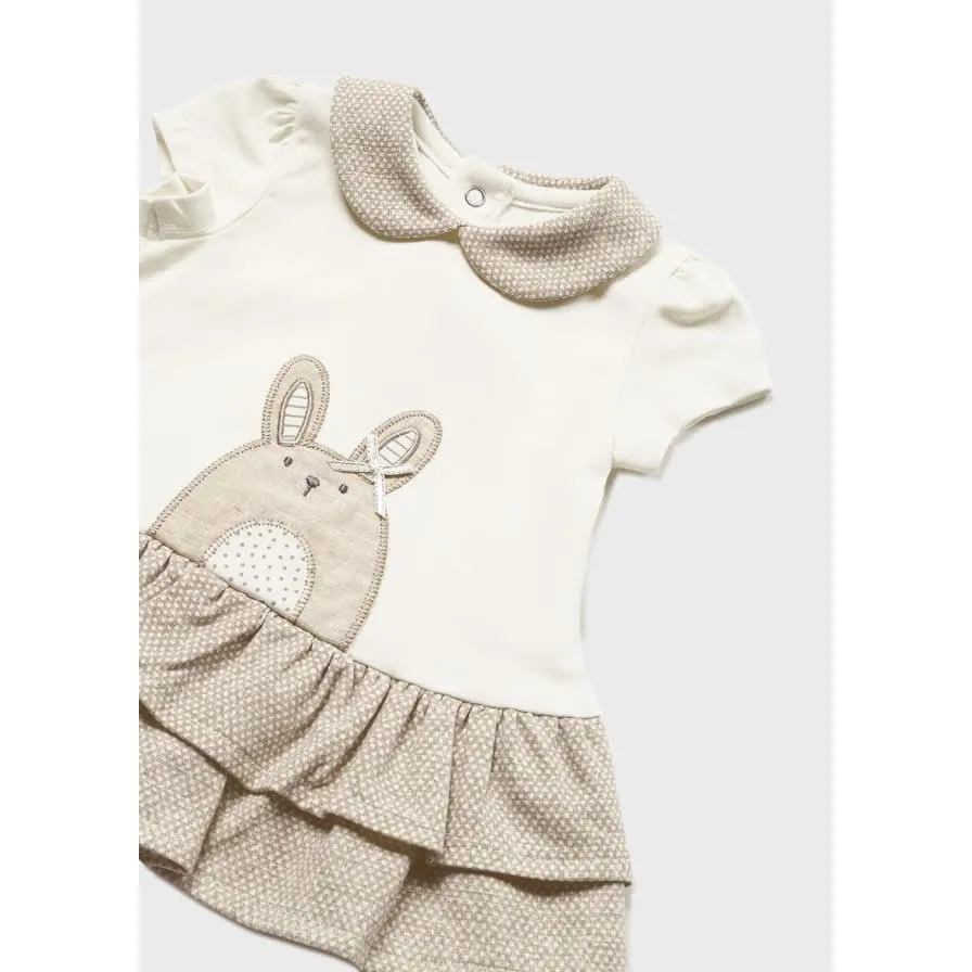 Mayoral Beige Printed Motif Dress