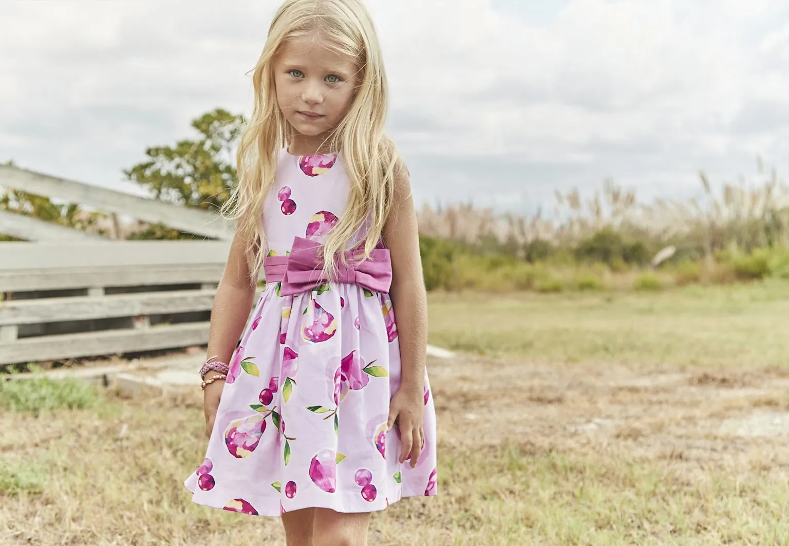 Mayoral Girls Printed Dress 3917 Mauve Fruit