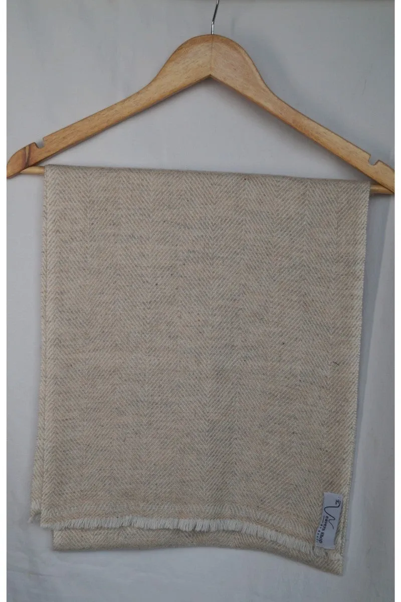 Mens Beige Gray Wool Muffler