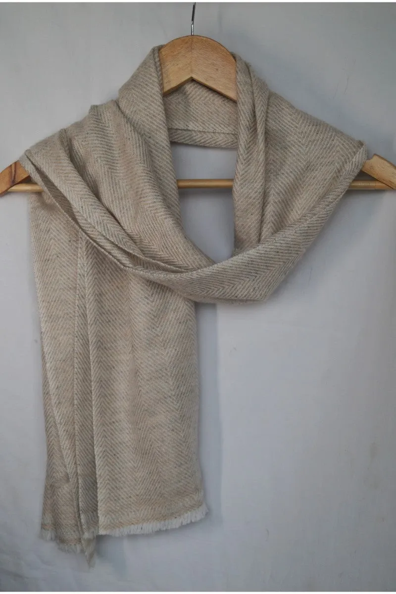 Mens Beige Gray Wool Muffler