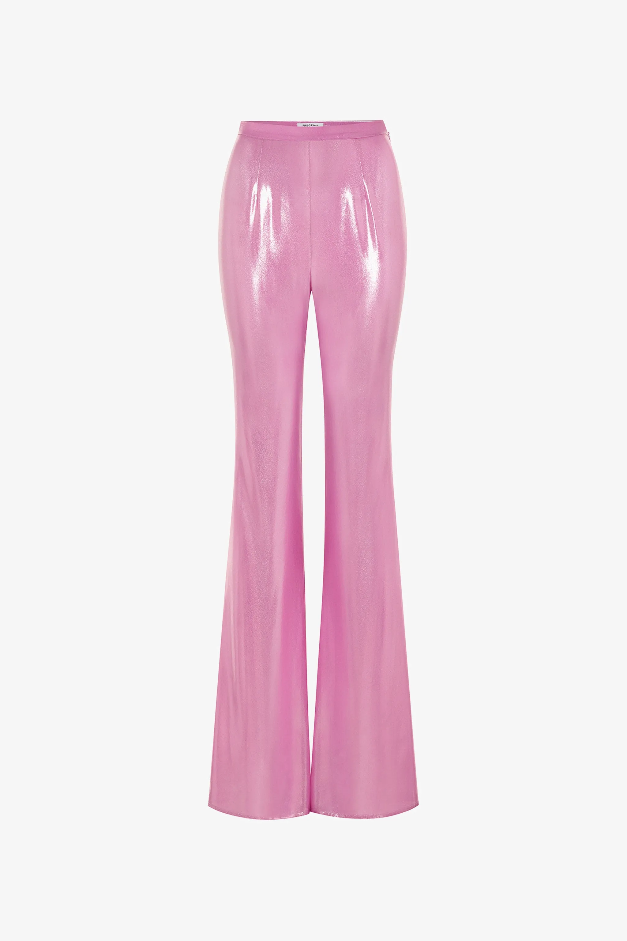 Metallic Pink Fitted Flared Pants