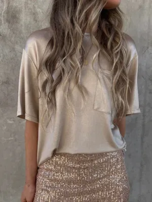 Metallic Pocket Top: Gold