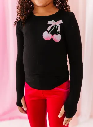Mini Cherries | Black Bamboo Long Sleevee