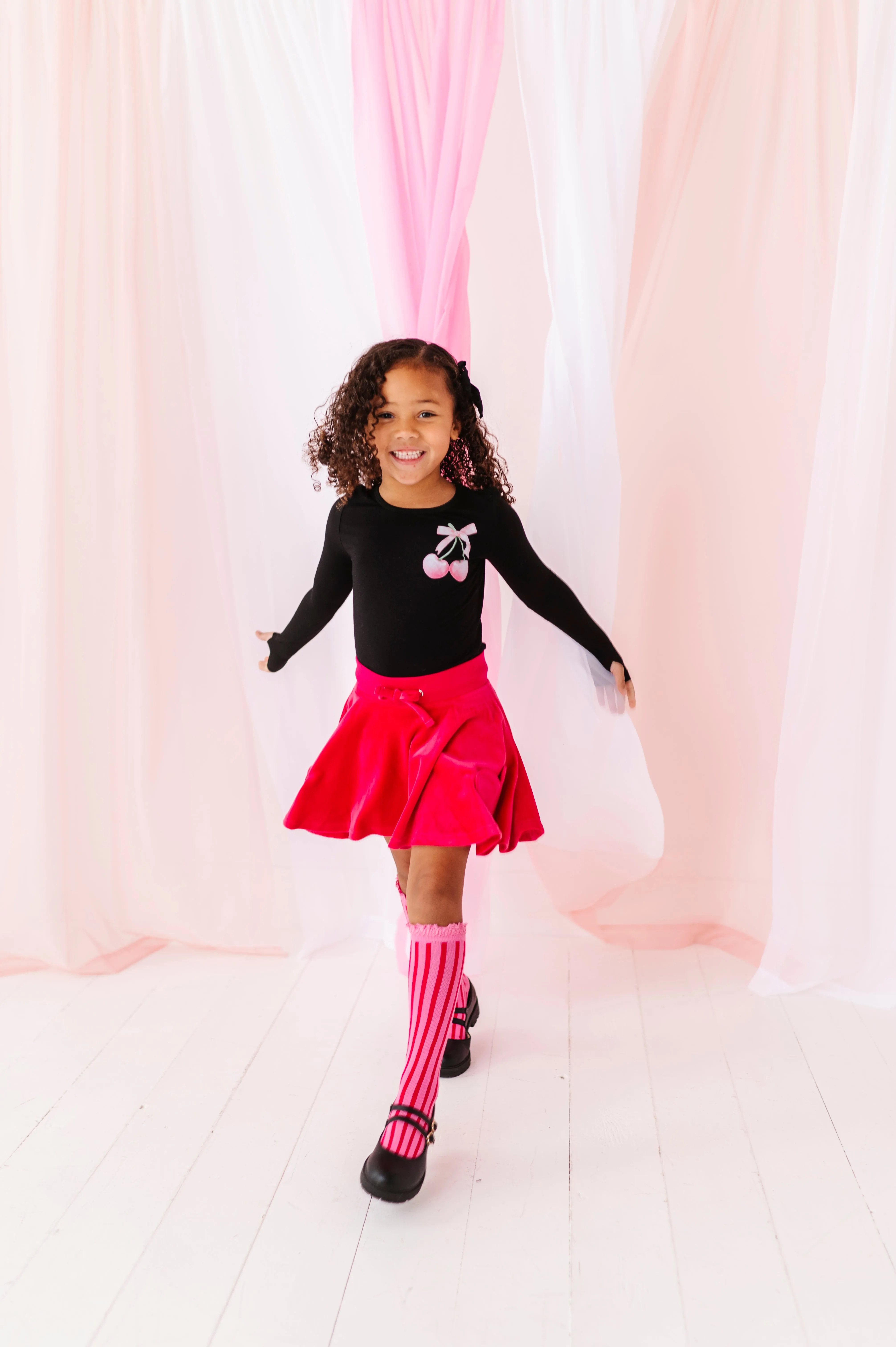 Mini Cherries | Black Bamboo Long Sleevee