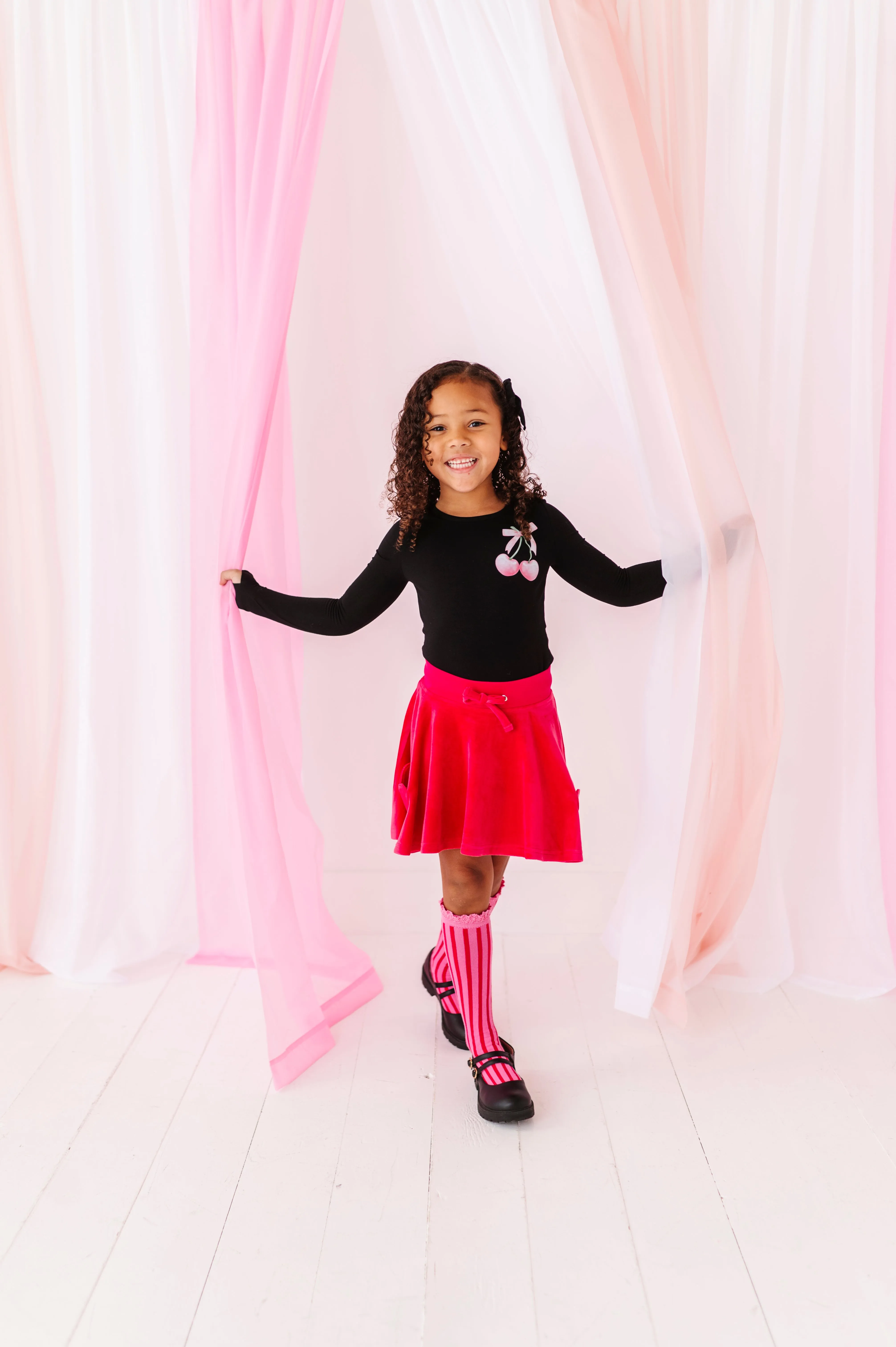 Mini Cherries | Black Bamboo Long Sleevee