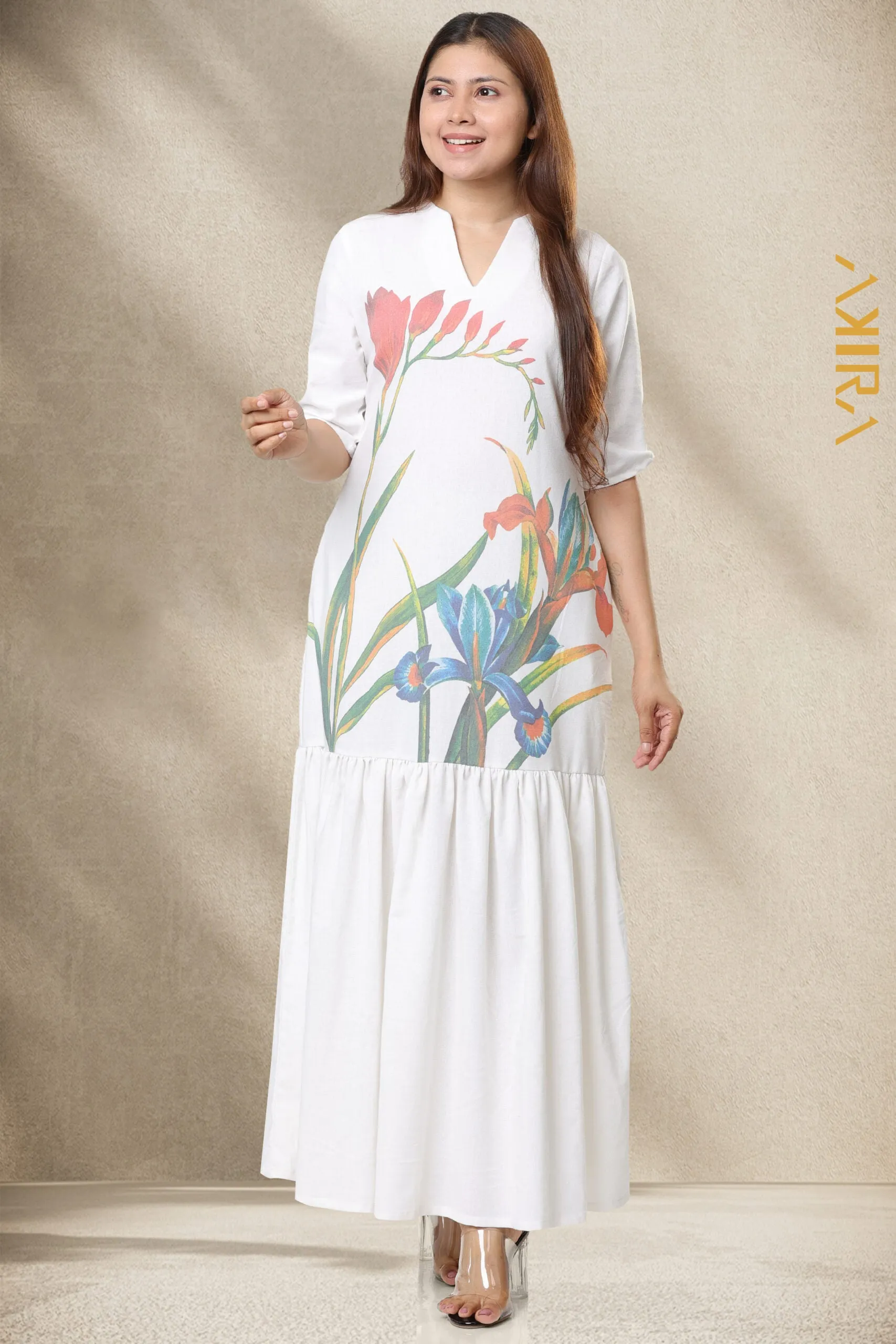 Morning Fair Linen Dress | Kaftan, Bohemian Dress, Floral Dress, Boho Maxi Dress