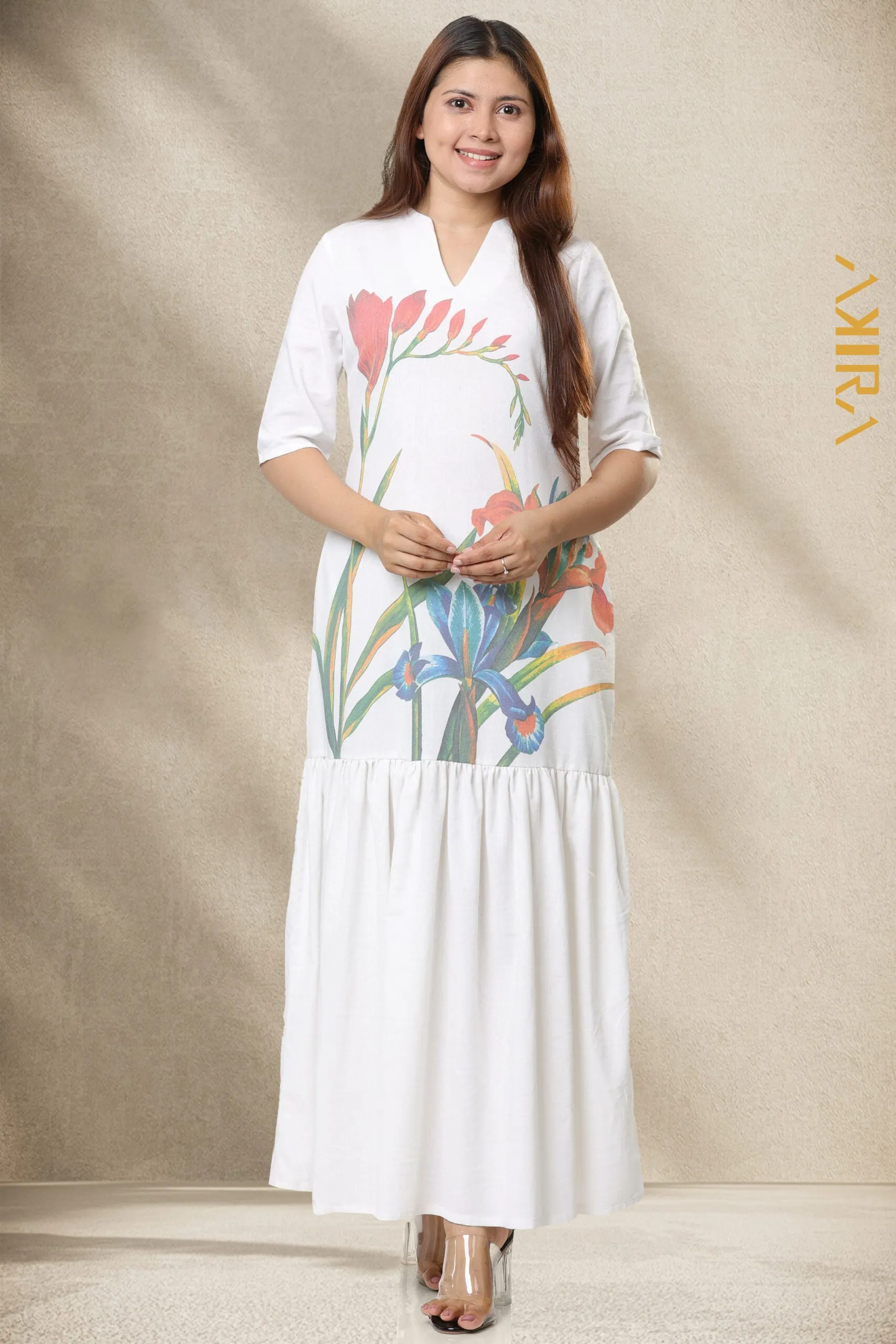 Morning Fair Linen Dress | Kaftan, Bohemian Dress, Floral Dress, Boho Maxi Dress