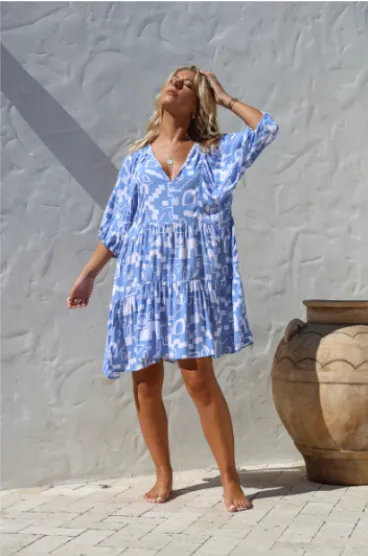 Morocco Smock Dress Blue