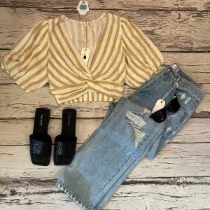 Mustard/White Striped Crop Top