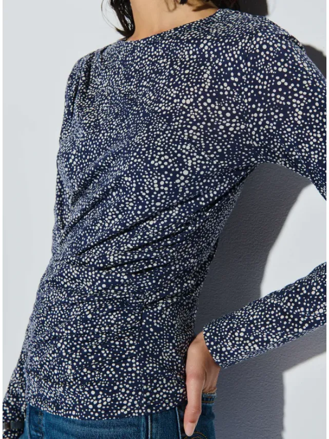 Nation Mandy Shirred Top in Confetti Print