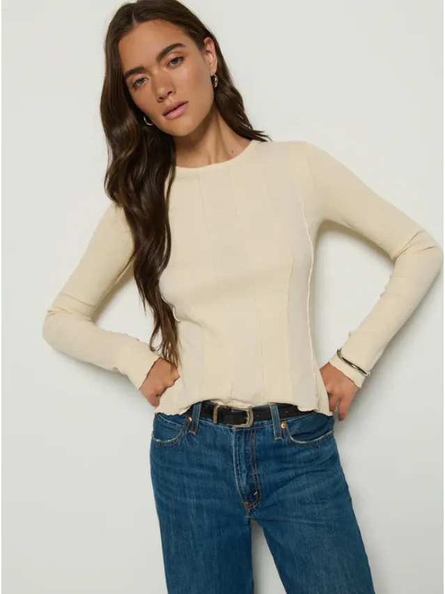 Nation Nico Seamed Long Sleeve Tee in Parchment