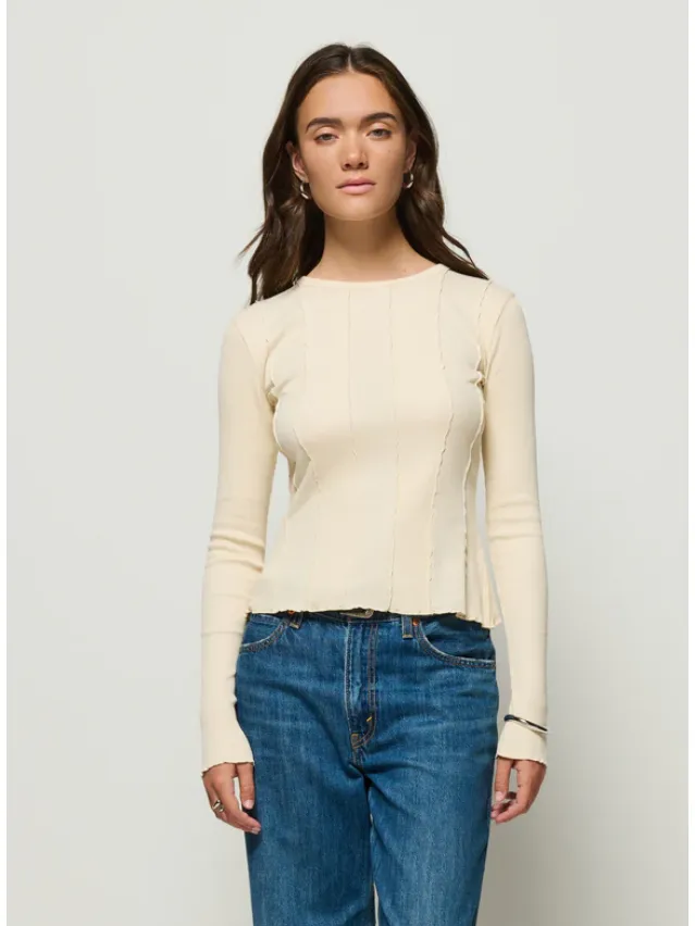 Nation Nico Seamed Long Sleeve Tee in Parchment