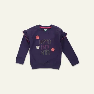 Navy Happily Ever After Slogan Print Sweatshirt