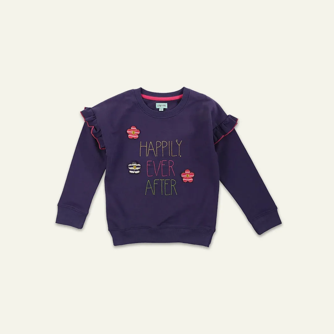 Navy Happily Ever After Slogan Print Sweatshirt