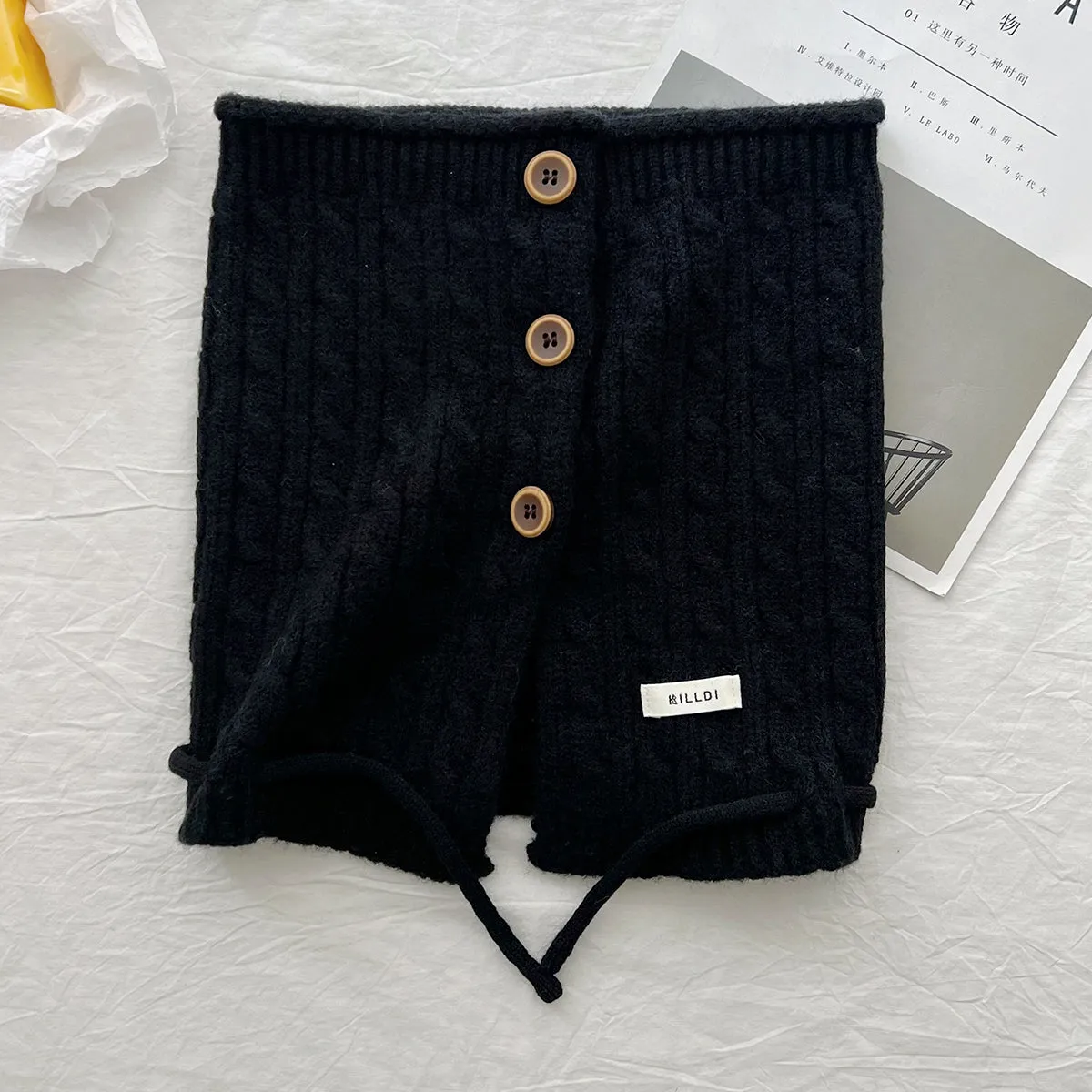 New winter style, buttoned scarf and hat in one, retro twisted pattern, neck warmer, Korean version, cold-proof and warm, neck protection shawl.C-240918-1