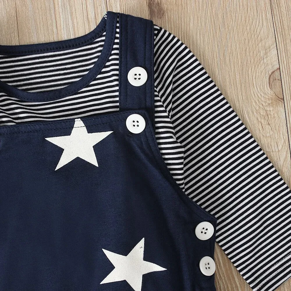 Newborn Baby Boy Clothes Long Sleeve Tops   Suspender Pants   Hat