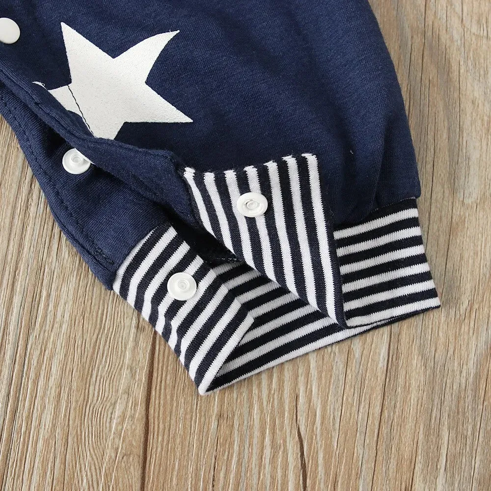 Newborn Baby Boy Clothes Long Sleeve Tops   Suspender Pants   Hat