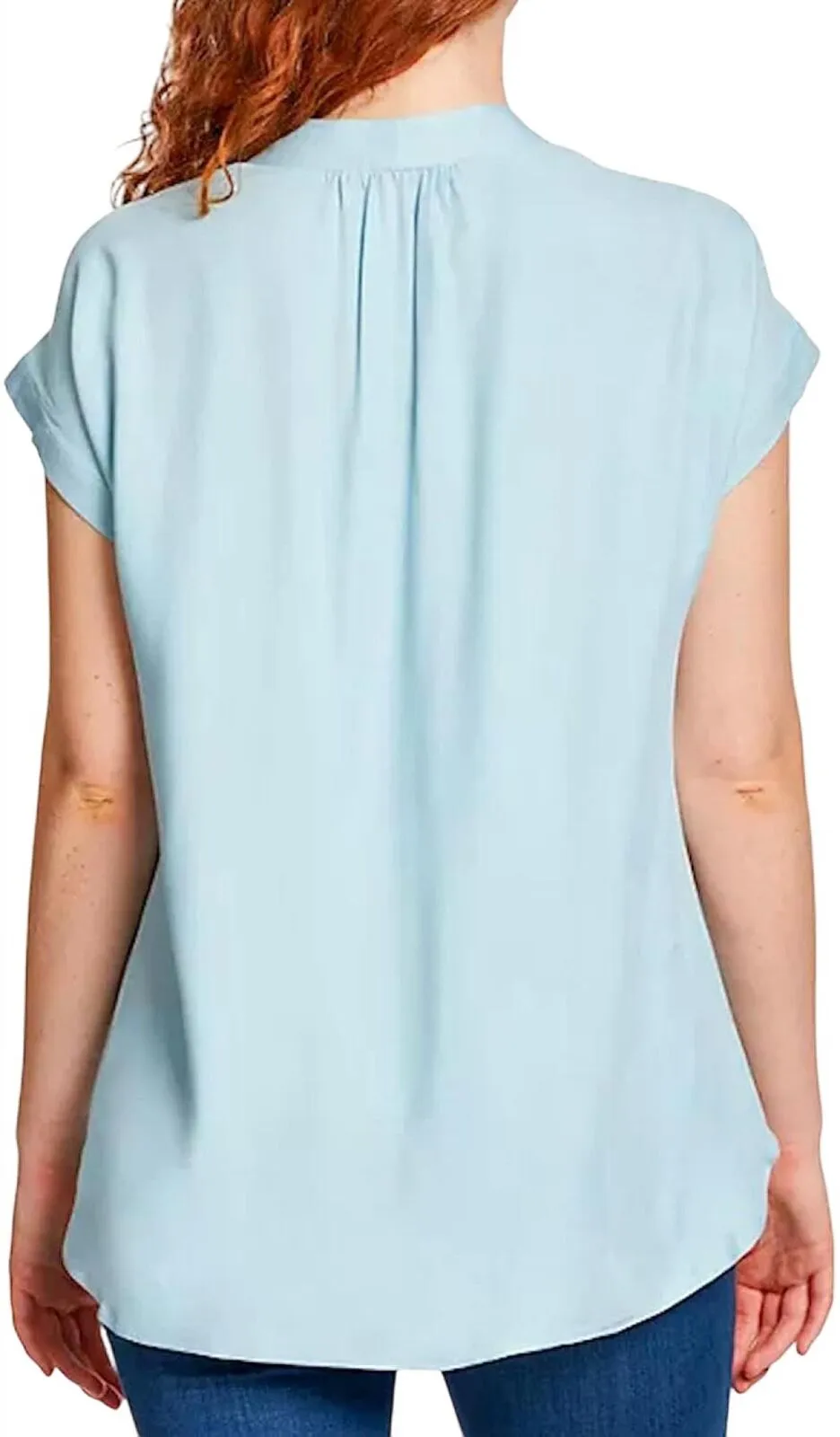 Nine West Women's Lightweight Relaxed Fit Woven Popover V-Neck Top 49009932
