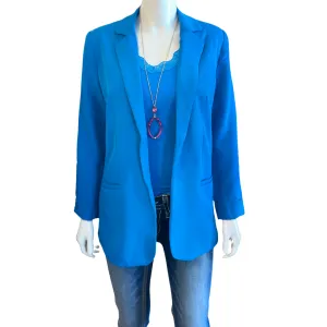 Ocean Blue open front classic blazer