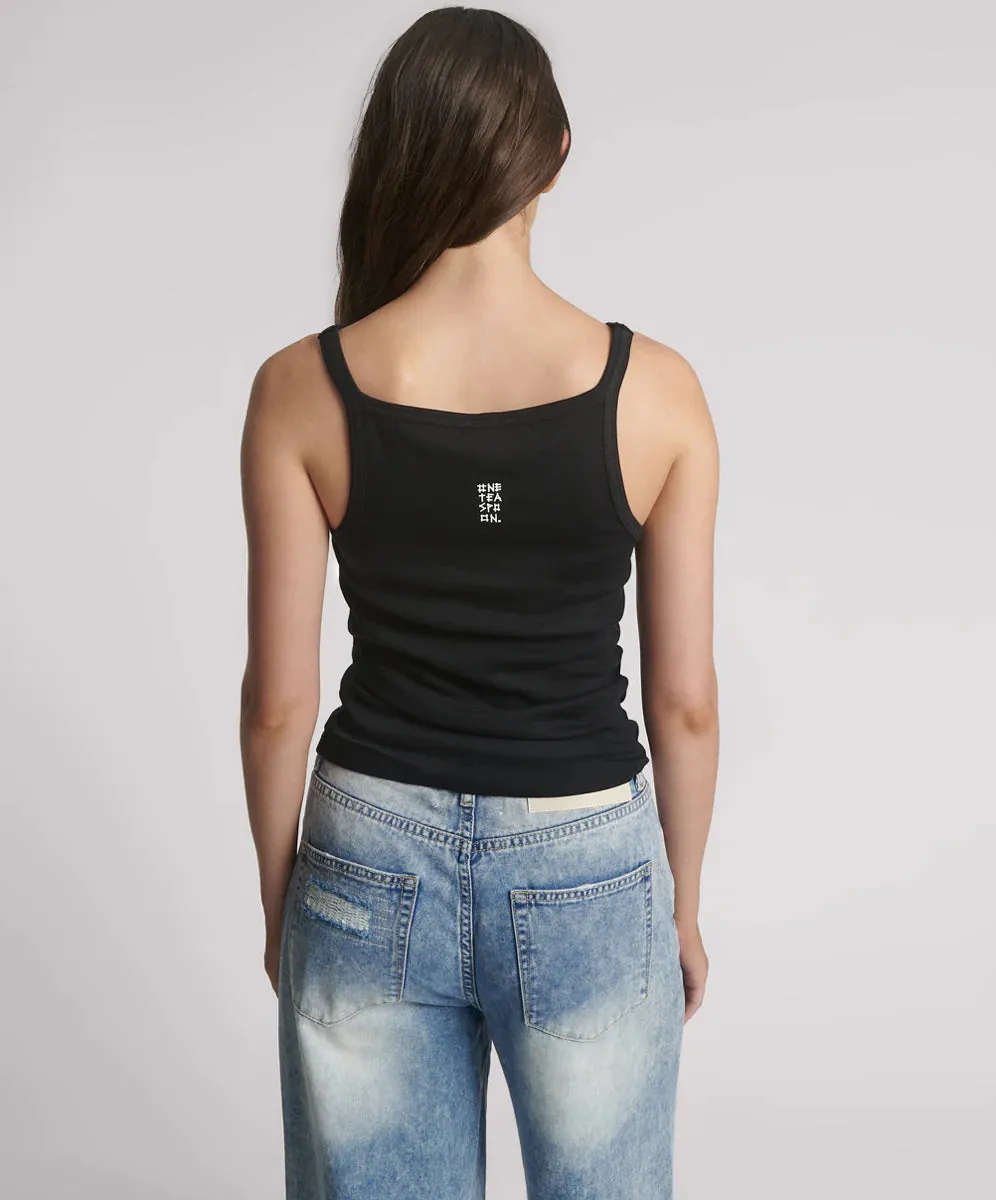 One Teaspoon - Fine Ribbed Singlet - Black